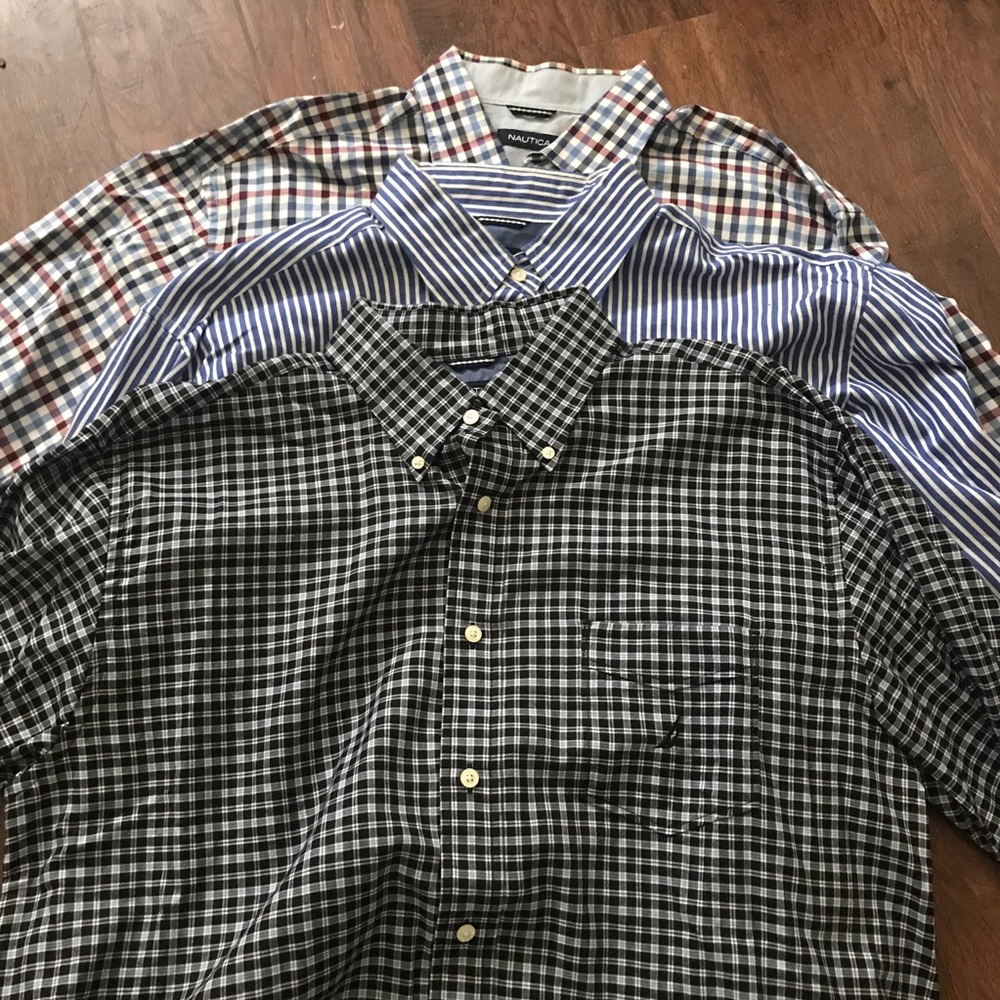 3 men’s Nautica button up long sleeve shirts